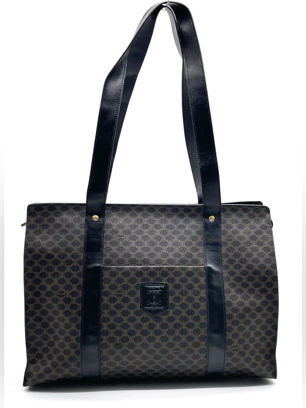 Celine Black and Gold Monogram Zip Pouch